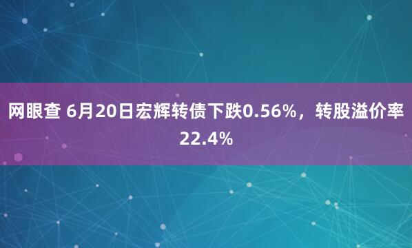 网眼查 6月20日宏辉转债下跌0.56%，转股溢价率22.4%